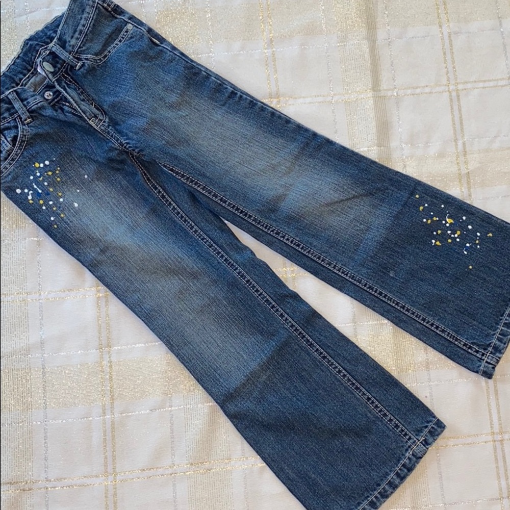 Gymboree girls size 7 paint splatter bootcut jeans